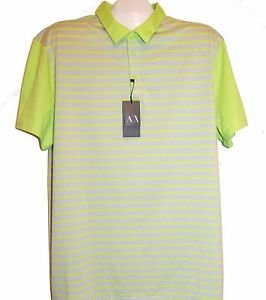 Armani Exchange Golf Green Gray Stripes Cotton Polo MEN'S Size 2XL  NEW