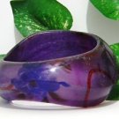 Purple Curvy Transparent Plastic Fashion Bracelet Blue Red Flower Design NEW