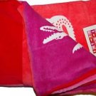 Lacoste Red Pink Towel AUTHENTIC Beach Bath Soft Aligator Logo Design NEW