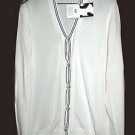 #611 Saks Fifth Avenue White Mens Cotton Sweater Cardigan Size XL Retail $168