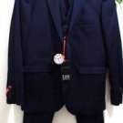 FB Fashion Blue Satin Mens Suit Blazer Pants Vest Italy Size US 46 EU 56 NEW
