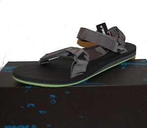 TEVA Men Gray Green Sole Walking Strap Sandal Flip Flops Shoes Size 12 NEW