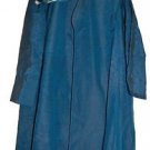 Uzbek Chopon Men's Teel Blue Stripes Shiny Chopon Quilted Robe One Size