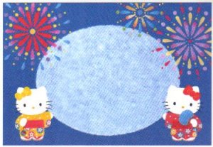 Japan Sanrio Hello Kitty Summer Firework Postcard