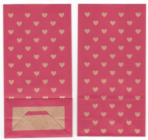 2x Japan Hearts Red Paper Gift Bags KAWAII