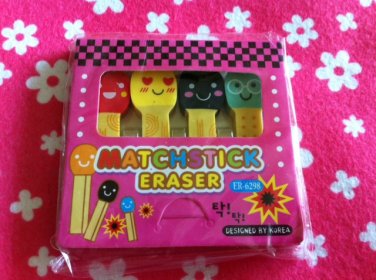 Korea Matchstick Erasers Pack (Pink) KAWAII