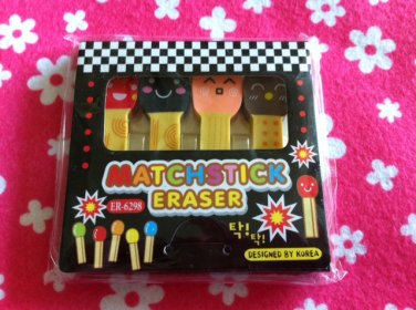 Korea Matchstick Erasers Pack (Black) KAWAII