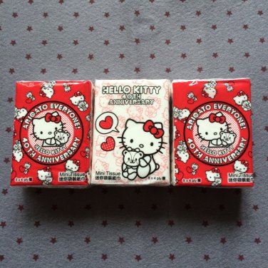 3x Japan Sanrio Hello Kitty 40 Anniversary Tissue Packs KAWAII