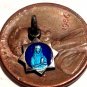 Tiny French Antique Cobalt Blue Enamel Our lady Lourdes vintage Charm Virgin Mary Saint Medal