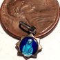 Tiny French Antique Cobalt Blue Enamel Our lady Lourdes vintage Charm Virgin Mary Saint Medal