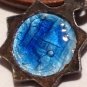 Tiny French Antique Cobalt Blue Enamel Our lady Lourdes vintage Charm Virgin Mary Saint Medal