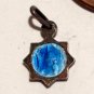 Tiny French Antique Cobalt Blue Enamel Our lady Lourdes vintage Charm Virgin Mary Saint Medal