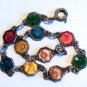 Antique Enamel Saint Medals Bracelet Virgin Mother Mary Jesus Angel Bernadette Christopher Lourdes