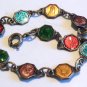 Antique Enamel Saint Medals Bracelet Virgin Mother Mary Jesus Angel Bernadette Christopher Lourdes