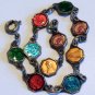 Antique Enamel Saint Medals Bracelet Virgin Mother Mary Jesus Angel Bernadette Christopher Lourdes