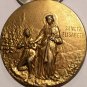 Large Rare Antique Gilt Holy Medal Patron Saint Elizabeth Hungary Virgin Mary Miraculous Medal