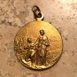 Large Rare Antique Gilt Holy Medal Patron Saint Elizabeth Hungary Virgin Mary Miraculous Medal