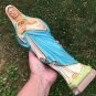 Vintage chalkware Mother Mary Statue 13" plaster Blessed Virgin Immaculate Heart  Pink Blue
