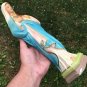 Vintage chalkware Mother Mary Statue 13" plaster Blessed Virgin Immaculate Heart  Pink Blue