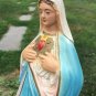 Vintage chalkware Mother Mary Statue 13" plaster Blessed Virgin Immaculate Heart  Pink Blue