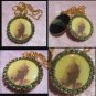 1.5" Peridot Rhinestone St. Jude Cameo Locket Prayer Petition Pendant 22" Necklace OOAK