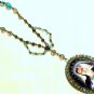 2" Vintage Upcycled Rhinestone Cameo Locket Prayer Petition Beads Blessed Mother Virgin Mary