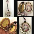 2" Large Rhinestone Jesus Christ King of Heaven Cameo Locket Prayer beads Catholic Shrine Pendant