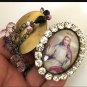 2" Large Rhinestone Jesus Christ King of Heaven Cameo Locket Prayer beads Catholic Shrine Pendant
