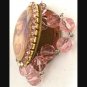 2" Pink Rhinestone Sacred Heart Jesus Pendant Cameo Locket w/ Prayer Petition Beads Crown of Thorns