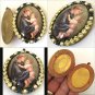 Handcrafted Vintage St Anthony Jesus Glass Cameo Locket Rhinestone Prayer Pendant Catholic Jewelry