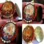 Large Virgin Mary Rhinestone Cameo Locket Prayer Petition Pendant Catholic Jewelry OOAK