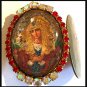 Large Virgin Mary Rhinestone Cameo Locket Prayer Petition Pendant Catholic Jewelry OOAK