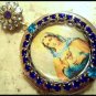 Blue Rhinestone Shrine Cameo Locket Virgin Mary Immaculate Pendant Prayer Petition Catholic Jewelry
