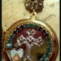 Blue Rhinestone Shrine Cameo Locket Virgin Mary Immaculate Pendant Prayer Petition Catholic Jewelry