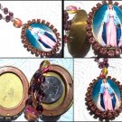 Our Lady of Grace Pink Rhinestone Cameo Locket Prayer Request Beads Virgin Mary Vintage Catholic
