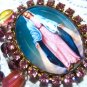 Our Lady of Grace Pink Rhinestone Cameo Locket Prayer Request Beads Virgin Mary Vintage Catholic