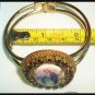 Purple Rhinestone Porcelain Cameo Cuff Bracelet Our Lady of Grace Virgin Mary Catholic Jewelry