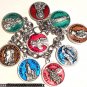 Catholic Enamel Charm Bracelet 9 Medals Divine Mercy, St. Jude, St. Anthony Padre Pio, Virgin Mary,