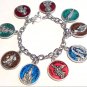 Catholic Enamel Charm Bracelet 9 Medals Divine Mercy, St. Jude, St. Anthony Padre Pio, Virgin Mary,