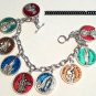 Catholic Enamel Charm Bracelet 9 Medals Divine Mercy, St. Jude, St. Anthony Padre Pio, Virgin Mary,