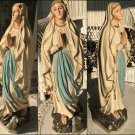 1917 French Art Nouveau Plaster Statue Our Lady of Lourdes Virgin Mary Blessed Mother 17" Catholic