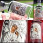 7" Large Unique Silver Glass Holy Water Bottle Catholic Our Lady of Perpetual Help Jesus Virgin Mary