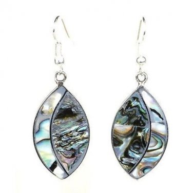 ALPACA SILVER ABALONE ELLIPSE EARRINGS