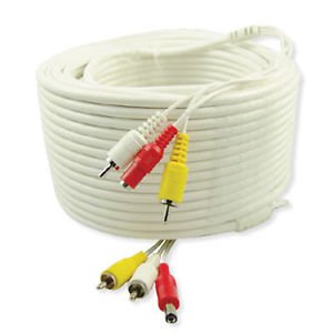 100 FT SUPER GRADE RCA CABLE WITH POWER CORD PLUS 2 RCA FEMALE TO BNC FEMALE CON
