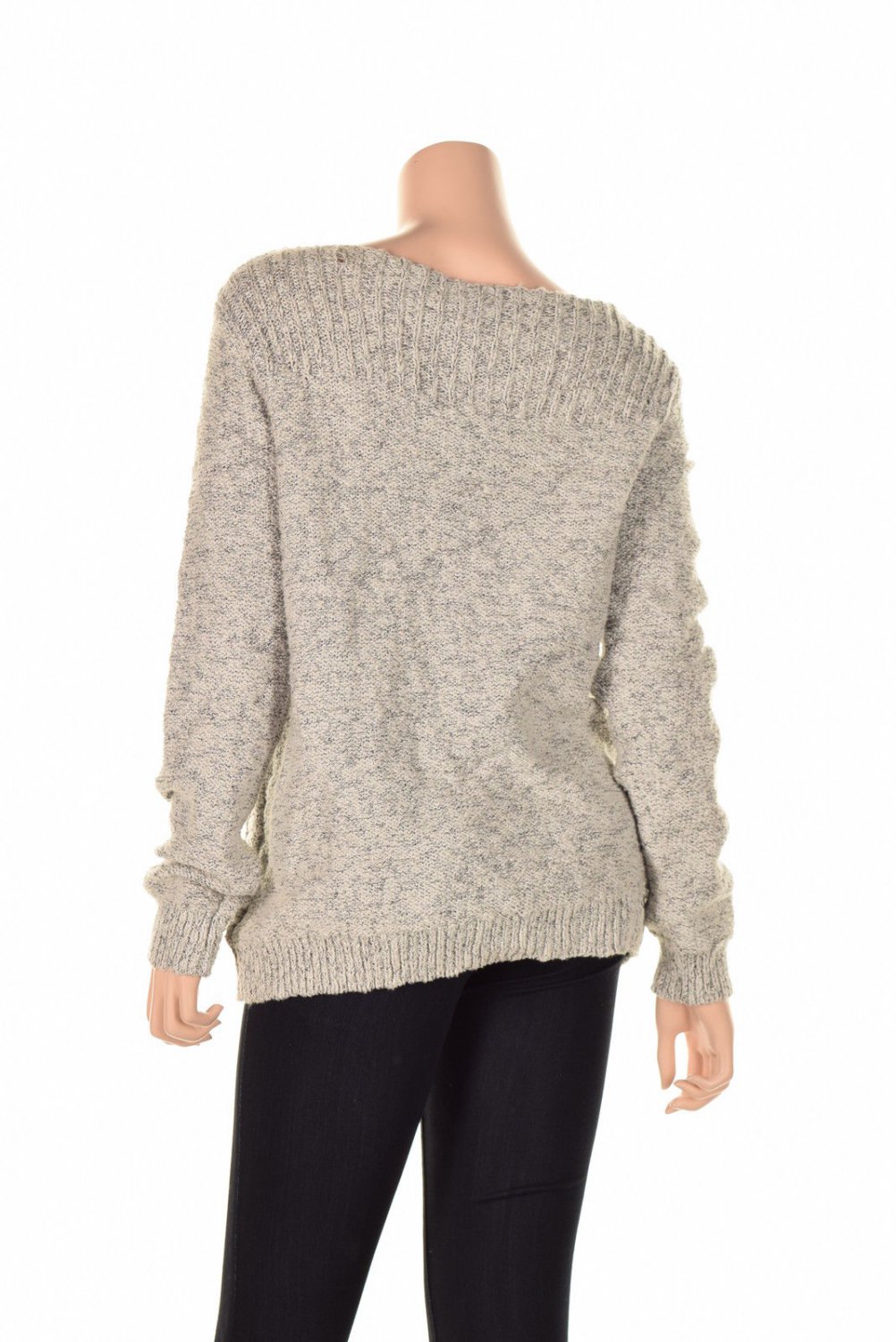 Jones New York Ribbed Cable Knit Sweater Silver Foxblack L (Size) Women'S