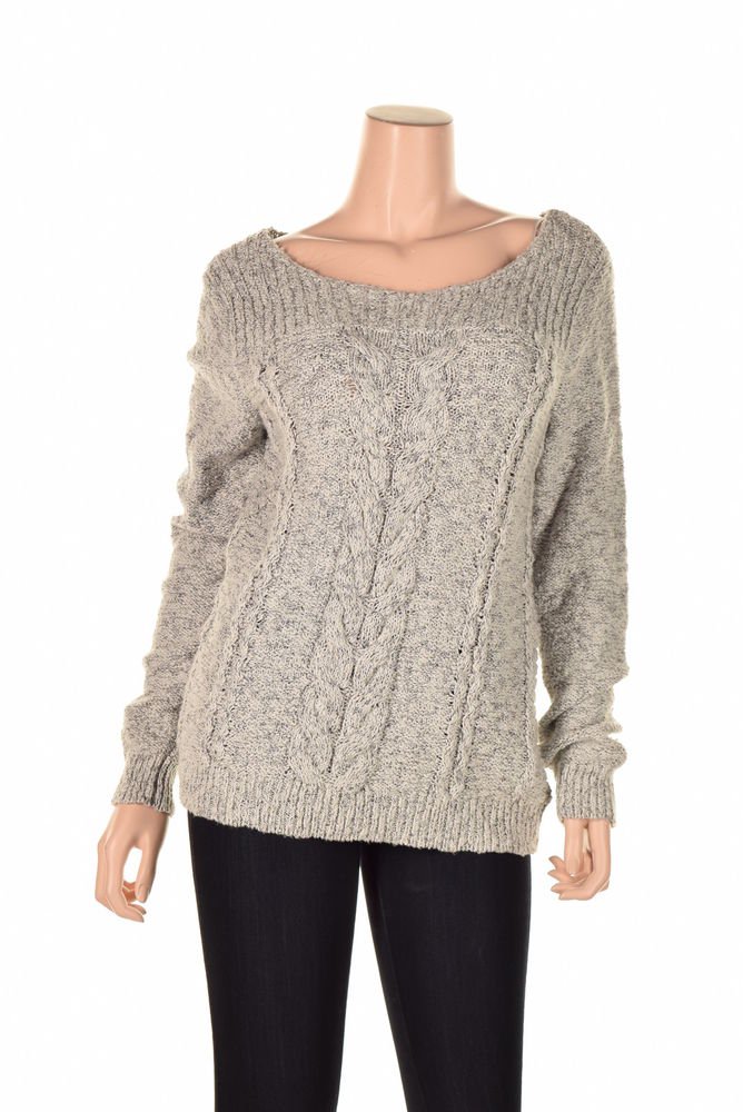 Jones New York Ribbed Cable Knit Sweater Silver Foxblack L (Size) Women'S