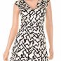 French Connection Cap Sleeve V Neck Printed Dres Blackwhite 6 (Size) Women'S