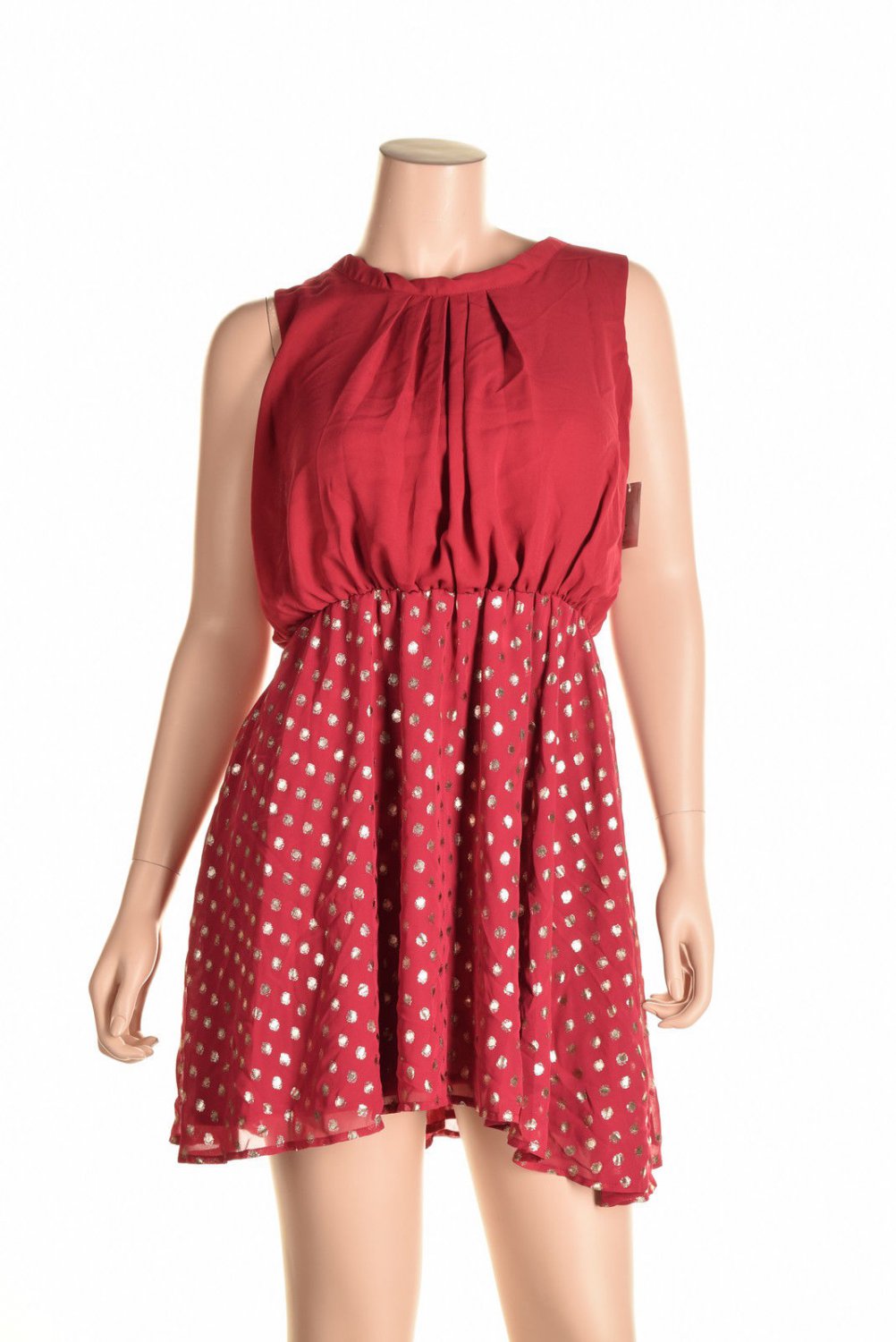 Maison Jules Sleeveless Dot Print Flared Dr Bud Red Combo S (Size) Women'S