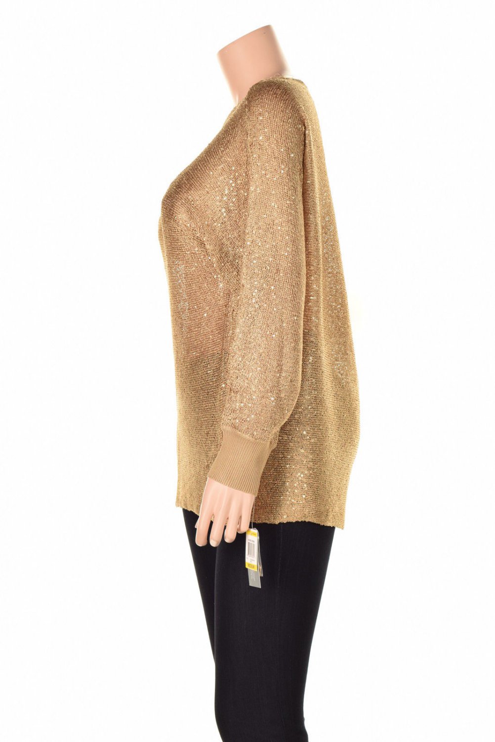 Alfani Womens Round Neck Button Detailed Sweater Rosegold Size 7 5m