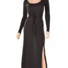 Alternative Apparel Long Sleeve Scoop Neck Maxi Dr Eco True Black Xs